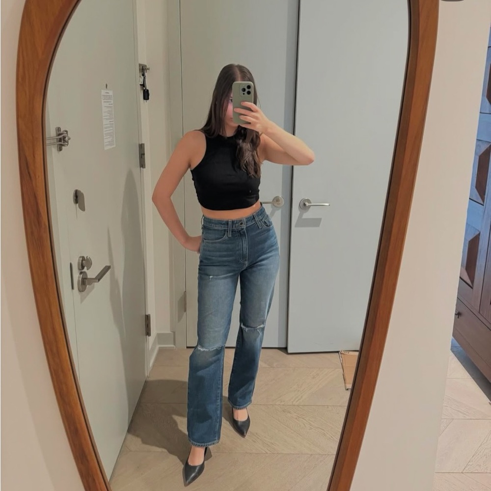 LE JEAN Ultra high rise straight leg jeans